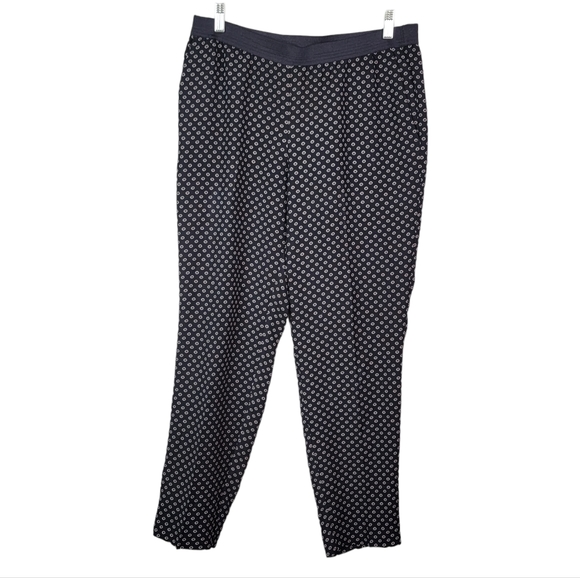 Ann Taylor Spring Summer Thin Flowy Dark Blue Floral Pants With Pockets Size 6 - Picture 1 of 15